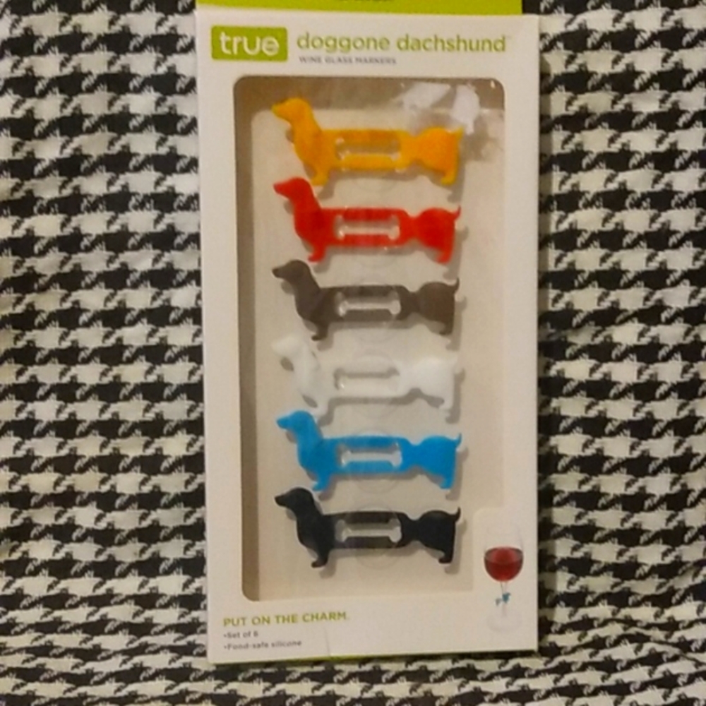 COPY - Wine glass markers. Dachshund new in package
